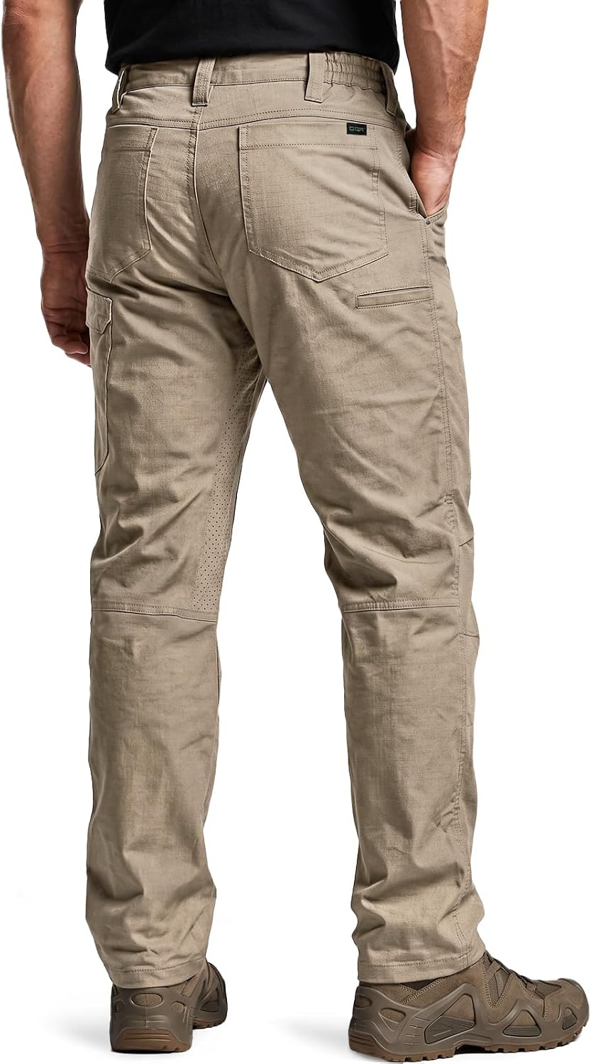 CQRMen's Utility Flex Cargo Pants, Classic-Fit Casual Stretch Work Pants, Water Resistant Lightweight Tactical Hiking Pants
