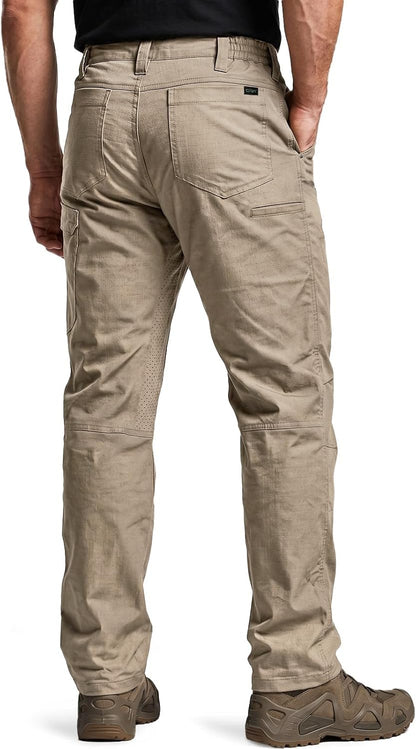 CQRMen's Utility Flex Cargo Pants, Classic-Fit Casual Stretch Work Pants, Water Resistant Lightweight Tactical Hiking Pants