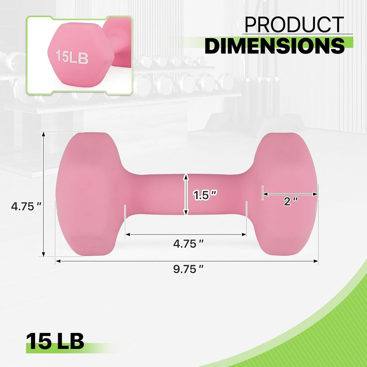 Neoprene Coated Dumbbell Hand Weights, Pair
