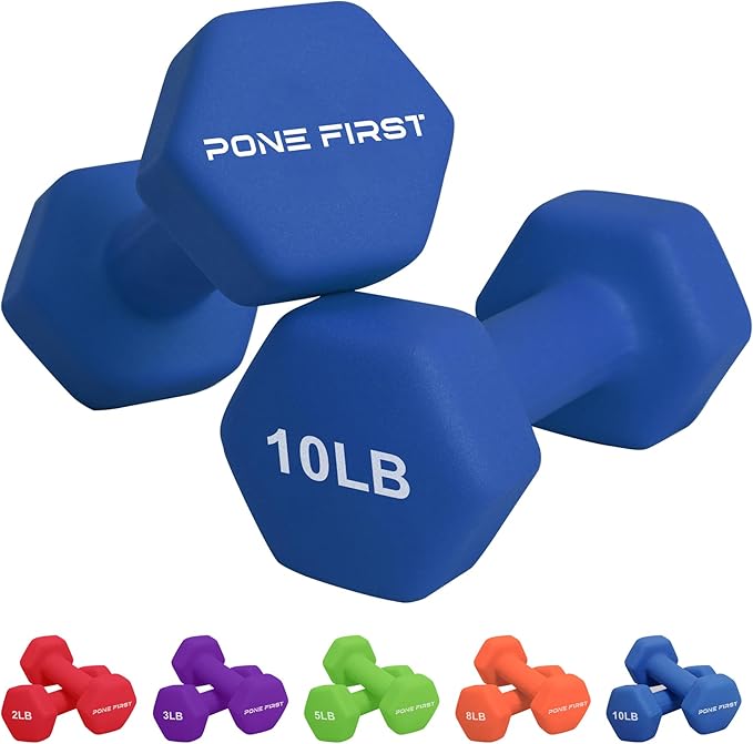 Dumbbell Hand Weight Pairs – Neoprene Dumbbell Exercise & Fitness For Home Gym Equipment and Adjustable Dumbbell Sets–Non-Slip, Color Coded Hex Shaped Free Weights For Women,Men 2LB 3LB 5LB 8LB 10LB Pounds
