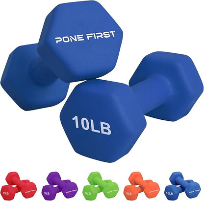 Dumbbell Hand Weight Pairs – Neoprene Dumbbell Exercise & Fitness For Home Gym Equipment and Adjustable Dumbbell Sets–Non-Slip, Color Coded Hex Shaped Free Weights For Women,Men 2LB 3LB 5LB 8LB 10LB Pounds