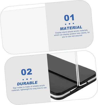 3pcs Display Board Poster Stands for Display Table Top Display Stand Table Top Sign Holder Table Sign Holders Picture Holders for Tables Store Sign Holders Acrylic Transparent