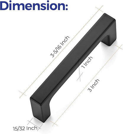 Ravinte Square Cabinet Handles 10 Pack, Solid Kitchen Cabinet Pulls Drawer Pulls Kitchen Cabinet Hardware Flat Handles, 3 Inch, Matte Black