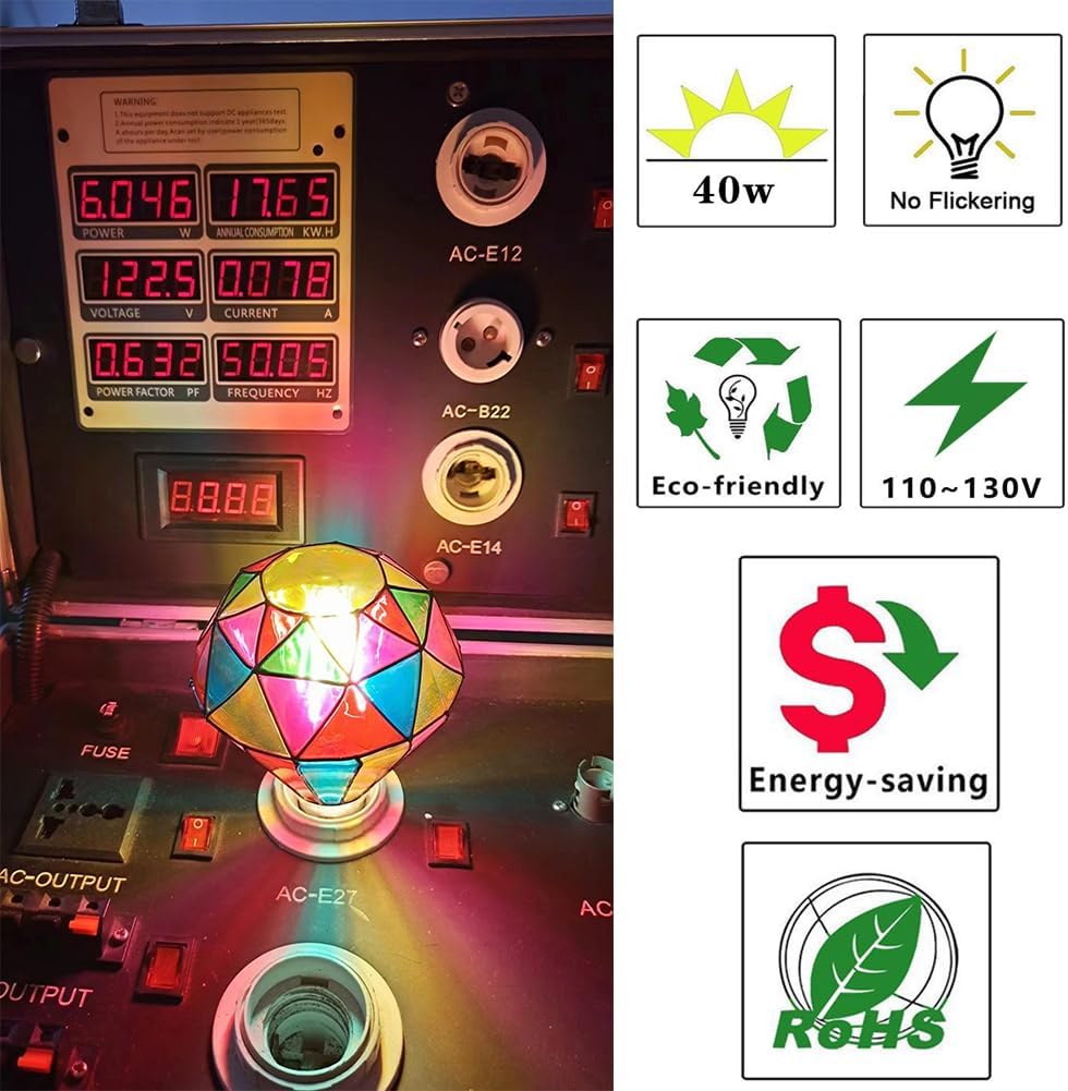 I-SHUNFA Stained Glass Edison LED Light Bulb, E26 Standard Base 6 Watts Heatless G95 Globe Shape LED Light Bulbs for Home Party, Recreation Room,Balcony,Garden,Christmas Decoration?Non-dimmable)