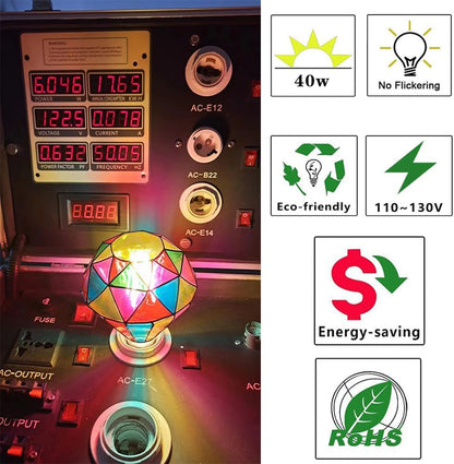 I-SHUNFA Stained Glass Edison LED Light Bulb, E26 Standard Base 6 Watts Heatless G95 Globe Shape LED Light Bulbs for Home Party, Recreation Room,Balcony,Garden,Christmas Decoration?Non-dimmable)