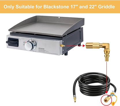 WADEO Low Pressure 14 inch RV Quick Connect Elbow Adapter Fitting for Blackstone 17 Inch and 22 Inch Propane Gas Tabletop Camping Grill