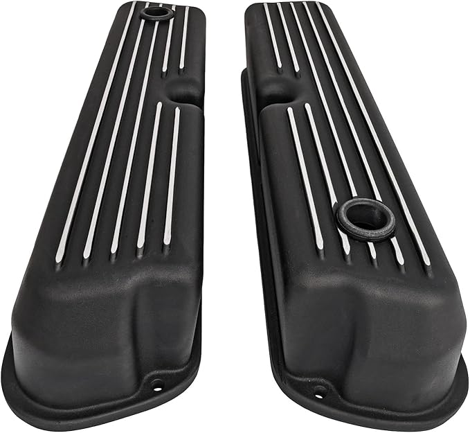 JEGS Black Finned Valve Covers for 1962-1985 Small Block Ford 351W