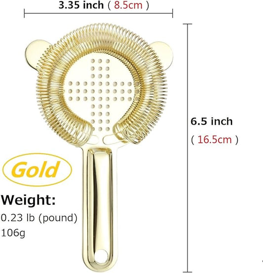 Cocktail Strainer,hawthorne strainer,Stainless Steel Bar Strainer, Bar Tool Drink Strainer with 100 Wire Spring for Professional Bartenders and Mixologists Professional for Bar Restaurant Home