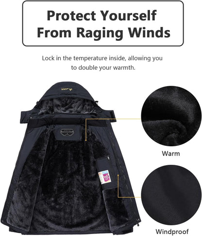 Men's Ski Jacket Warm Winter Snow Coat Waterproof Mountain Windbreaker Snowboarding Jacket Hooded for Hiking Traval
