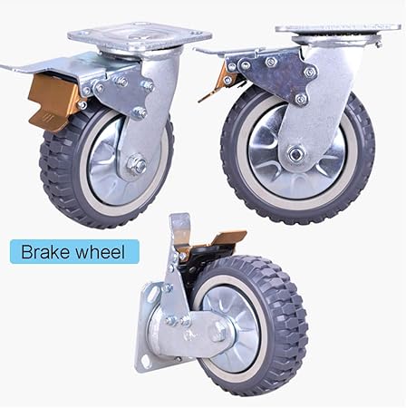 Heavy-Duty Casters, Double Ball Bearing Casters, Industrial Universal Wheels with Brakes, Trolley Directional Wheels for Outdoor, Nylon Wear-Resistant Wheels, Bearing 220-350kg