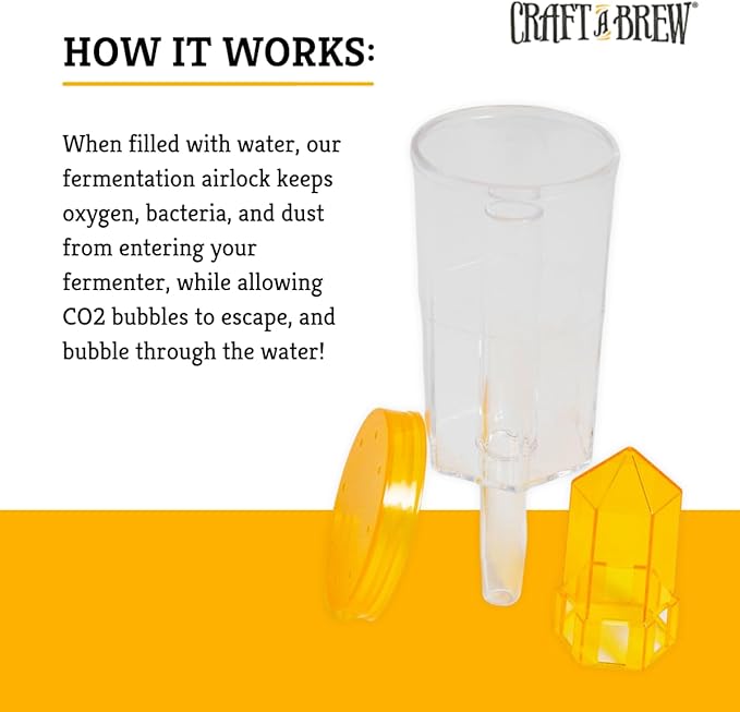 Craft A Brew - The Hex - 3 Piece Airlock - For Home Brew Fermentation - For Beer, Wine, Hard Cider, Mead Making, Pickling  More - Durable - At Home Beer Making Supplies