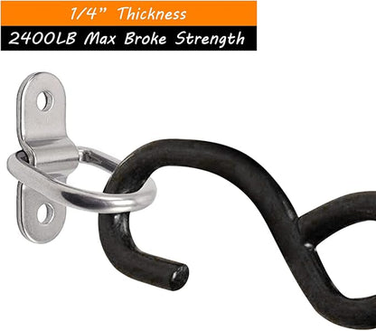 D-Ring Tie Downs Anchor14 Heavy Duty Surface Floor Mount Lashing Rings 2400 lbs Cargo Trailers Load-Bearing Hangers Bracket (Pack of 12)