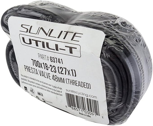 Sunlite Utili-T Inner Tube 63741 700 x 18-23 (27x1) 48mm Presta Valve Bicycle Bike Tube (1 Pack)
