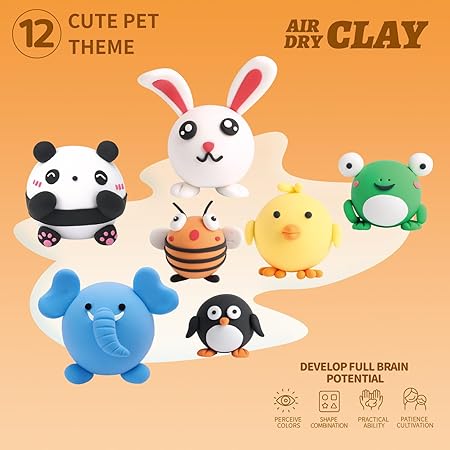 AnyWise Air Dry Clay Kit for Kids, Modeling DIY Magic Clay, Creative Art Children Gift, Sculpting Tools, with Super Soft and Light Foam, Individual Box, Safe Craft Toys for Boys Girls - Pet Paradise