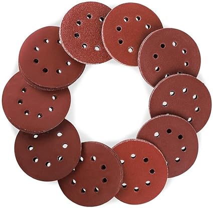 Abrasive Sandpaper 10pcs 5" 8 Hole Flocking Sandpaper Red Sand Alumina 125mm Air Abrasive Polishing Sandpaper Set for Furniture Wood Metal (Grit : 10Pcs P400)