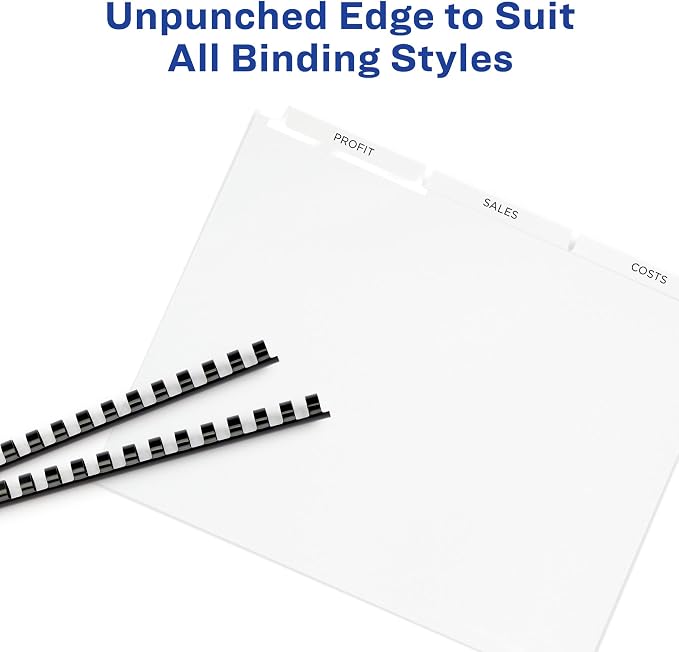Avery Index Maker Clear Label Dividers, 3-Tab, Unpunched, 25 Sets For Organizing Binders and Presentations, Printable White Tabs, Laser and Inkjet Compatible, Reinforced Tear-Resistant Edge