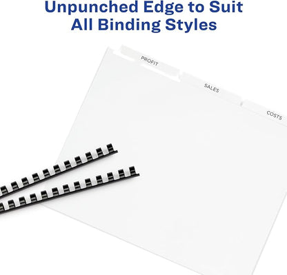 Avery Index Maker Clear Label Dividers, 3-Tab, Unpunched, 25 Sets For Organizing Binders and Presentations, Printable White Tabs, Laser and Inkjet Compatible, Reinforced Tear-Resistant Edge