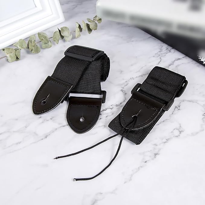 2 Pcs Acoustic Guitar Straps Adjustable Guitar Straps Ukulele Guitar Straps Extra Wide Bass Guitar Straps Classical Guitar Straps Black Guitar Strap with PU Leather Ends