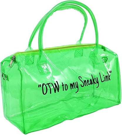 Spend Night Bag Clear PVC Tote Bag Bright Candy Color with Durable Metal Zipper for Gym, School, Travel, Beach