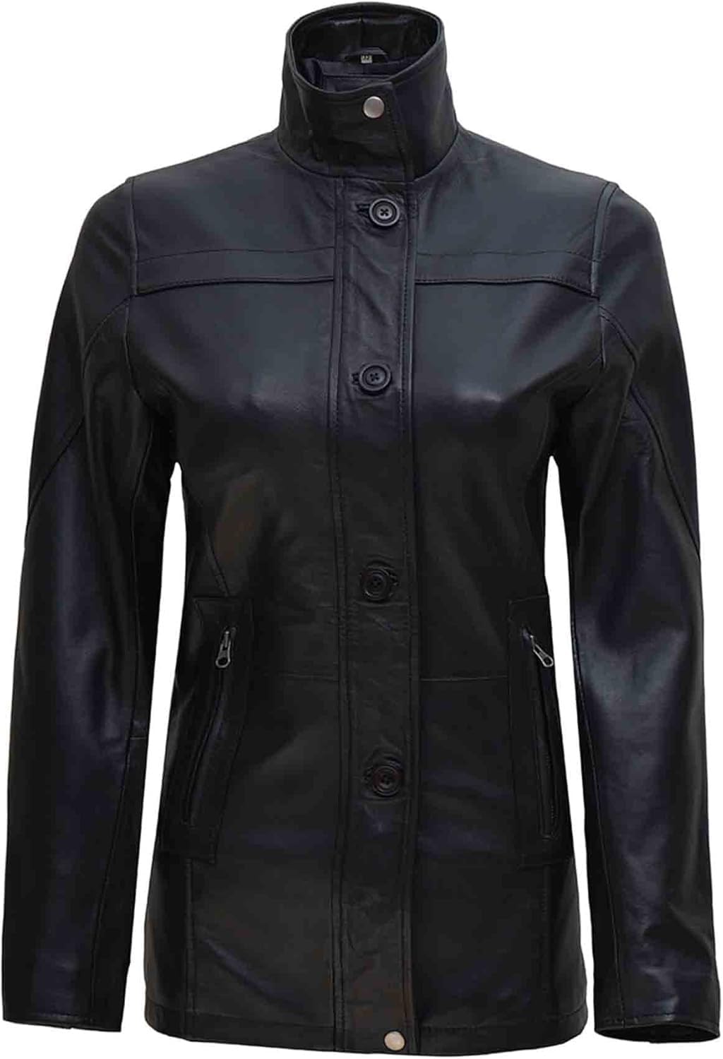 fjackets Leather Car Coats for Womens - Real Long Leather Jacket Women Premium Lambskin Leather Coat For Women