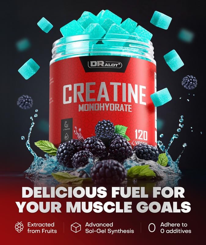 DRalot Creatine Monohydrate Raspberry Gummies 120 Gummies