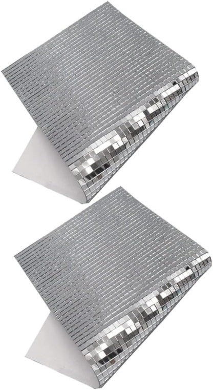 2 Rolls Self Adhesive Mirror Mosaic Decals of Decorative Craft Tiles for Projects Easy to Peel and Stick Durable for Walls Glass and Smooth Surfaces