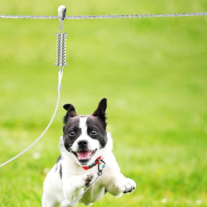 Dog Tie Out Runner for Yard,Trolley System for Large Dogs,Heavy Duty Dog Run Cable Lead 50ft with 10ft Pulley Runner Line for Small Medium and Large Dogs Up to 250lbs Running Outside Yard or Camping