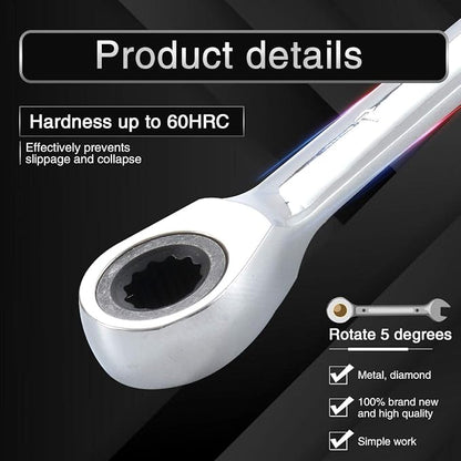 KATUR 7mm Fixed Ratcheting Wrench and Handle Spanners Hand Tools Set Chrome Vanadium Steel Metric Combination Ended Standard Kit (7mm)
