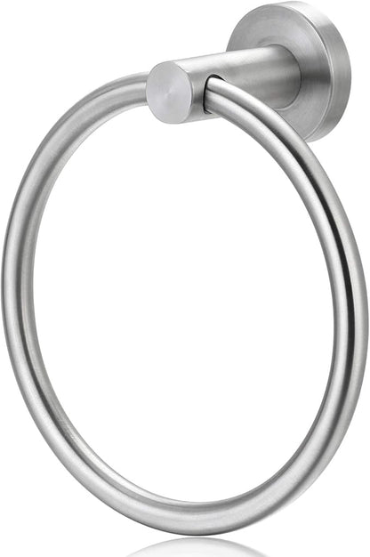 Bahroom Towel Ring Stainless Steel SUS 304,Circle Hand Towel Holder,Matte Round Towel Holder Wall Mount Towel Rack Silver