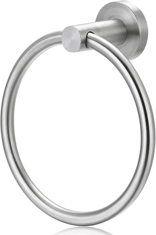 Bahroom Towel Ring Stainless Steel SUS 304,Circle Hand Towel Holder,Matte Round Towel Holder Wall Mount Towel Rack Silver