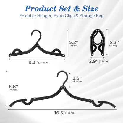 Travel Hangers, Portable Folding Hangers for Suitcase, Cruise Ship Essentials, Space Saving Clothes Hanger with Non-Slip Grooves for Vacation, Business Trip, Dorm (10 Pack Black)