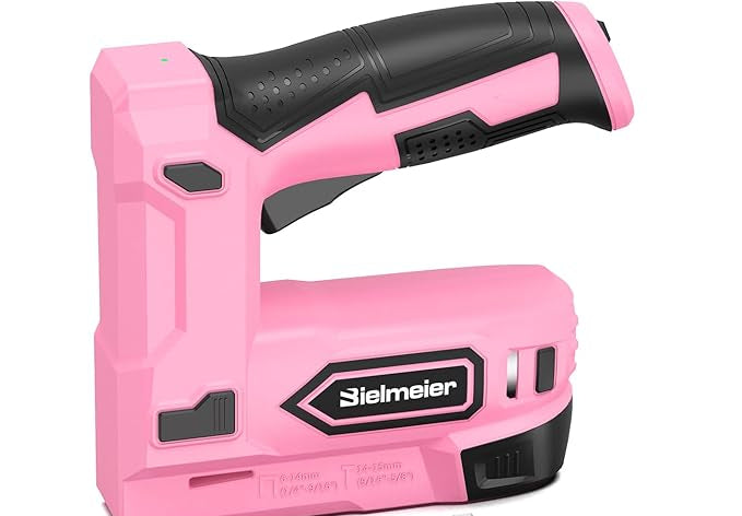 Pink Cordless Staple Gun, 2-in-1 Nail Gun Battery Powered - 4V Brad Nailer Tacker Electric Stapler for Upholstery, Material Repair, Carpentry, Wood, DIY