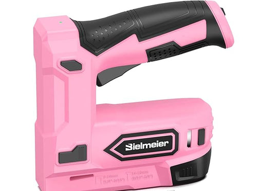 Pink Cordless Staple Gun, 2-in-1 Nail Gun Battery Powered - 4V Brad Nailer Tacker Electric Stapler for Upholstery, Material Repair, Carpentry, Wood, DIY