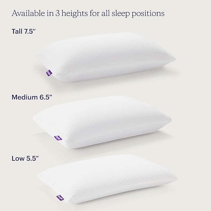 Purple Harmony Pillow - Standard Medium, Greatest Pillow Ever Invented, 360 Hex Grid  Talalay Latex Core - No Pressure Support, Stays Cool, Luxurious Comfort