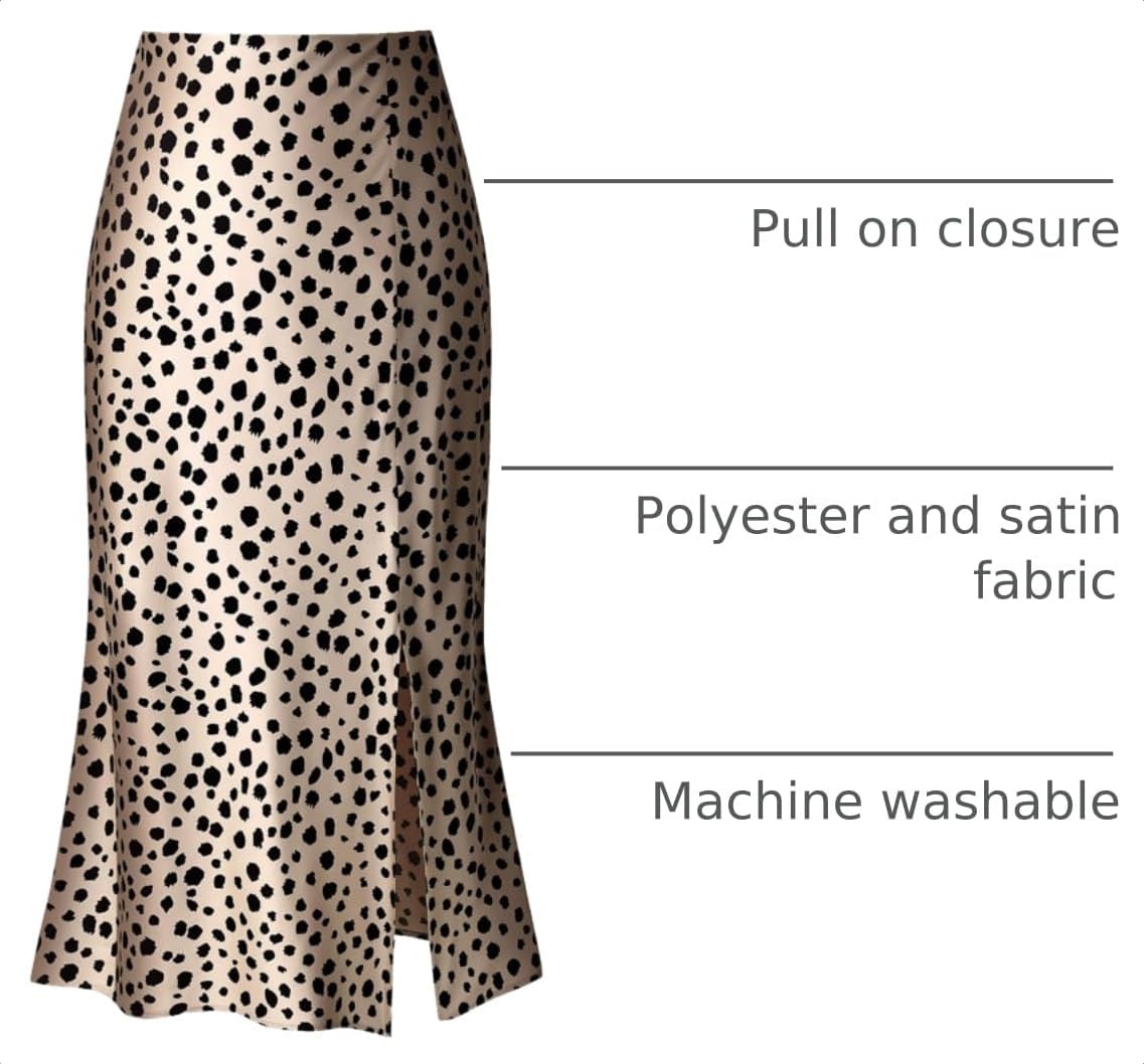 Keasmto Leopard Print Skirt for Women Cheetah High Waist Silk Satin Elasticized Skirt