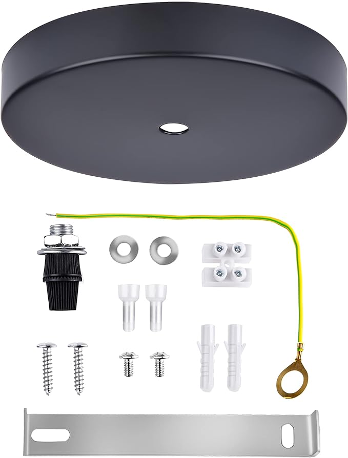 Arturesthome 4.7" Black Ceiling Canopy Light Kit Rewind Single Hole with Hardware,Ceiling Plate for Pendant Lighting or Chandelier,Easier to Install Than Standard Canopies