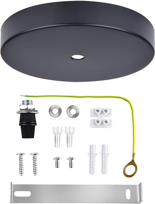Arturesthome 4.7" Black Ceiling Canopy Light Kit Rewind Single Hole with Hardware,Ceiling Plate for Pendant Lighting or Chandelier,Easier to Install Than Standard Canopies