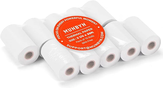 MUNBYN 2 14 x 50ft Thermal Paper (10 Rolls), BPA Free Receipt Paper, 58mm Thermal Receipt Paper Fits 58mm Mini Thermal POS Printer  Square Terminal Credit Card Machines