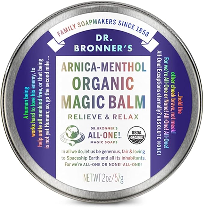 Dr. Bronner's - Organic Magic Balm (Arnica-Menthol, 2 Ounce) - Made with Organic Beeswax and Organic Hemp Oil, Relieves and Relaxes Sore Muscles and Achy Joints, Moisturizes and Soothes Dry Skin