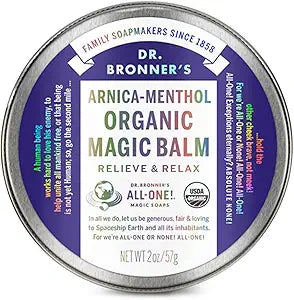 Dr. Bronner's - Organic Magic Balm (Arnica-Menthol, 2 Ounce) - Made with Organic Beeswax and Organic Hemp Oil, Relieves and Relaxes Sore Muscles and Achy Joints, Moisturizes and Soothes Dry Skin
