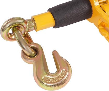Chain Load Binder, 516" -38" and 516"20ft Tie Down Kit w 3300LBS Working Load Capacity and Two Grab Hooks, Includes (4) Binders and (4) Chains, Transport Load Package for Hauling