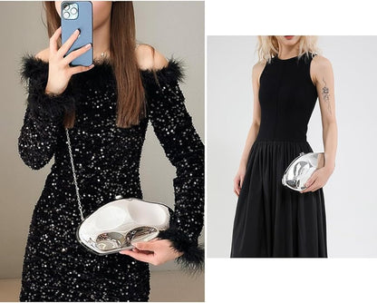 Acrylic Clutch Purse for Women Formal Evening Bag Shell Shape Clutch Handbags with Chain for Party Wedding Prom