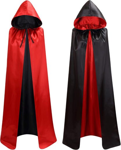 Unisex Adults Reversible Hooded Cloak Cape For Christmas Halloween Party Vampires Cosplay Costumes (Small)