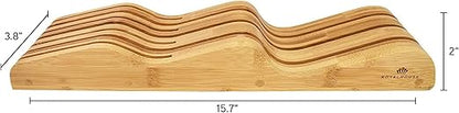 ROYALHOUSE Bamboo Knife Block Holder, In-Drawer Knife Drawer Organizer, Perfect for Home and Chefs, Premium Knife Holder, Gift for Any Occasion and Housewarming, Knives Not Included