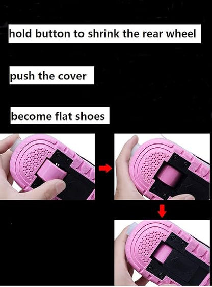 Ehauuo Kids Single Wheels Shoes with Lights Rechargeable Roller Skates Shoes Retractable LED Flashing Sneakers Wheels Shoes for Unisex Girls Boys Beginners Gift