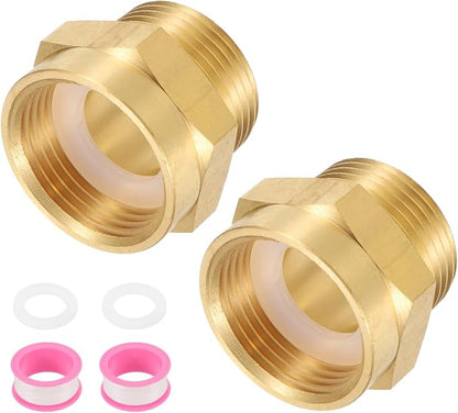 uxcell Brass Pipe Fitting, 1" G Female?o1" NPT Male Brass Hex Nipple Pipe Fitting Connector, 1" to 1" Female Pipe Fitting Adapter with PTFE and Gaskets, Gold Tone