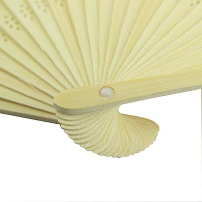 20 Pack Handmade Paper Folding Fans Bamboo Hand Held Fan for Gift Party Favors Home Office DIY Decor