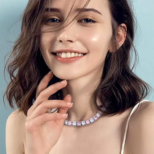 JINAO 6MM Tennis Chain Necklace 18k Gold Plated 1 Row Lab Simulated Diamond Iced Out Cubic Zirconia Chain Men's Hip hop Tennis Choker Necklace Chain for Men Women