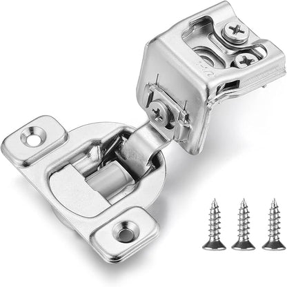(4 Pack) 1-12 Inch Overlay Soft Close Cabinet Hinges, Kitchen Concealed Hinges for Face Frame Door, European Hinges with Brushed Nickel