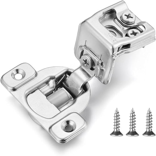 (4 Pack) 1-1/2 Inch Overlay Soft Close Cabinet Hinges, Kitchen Concealed Hinges for Face Frame Door, European Hinges with Brushed Nickel